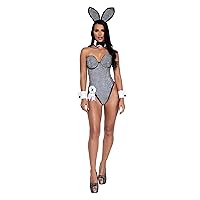 Playboy Women's Sexy Black and Silver Rhinestone Bunny Costume | Playboy Costumes