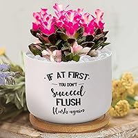 If at First You Don't Succeed Flush Flush Again Flower Plant Pot with Quotes Flower Pots,Custom Succulent Pot, Personalized Small Flower Pot for Nana Mom Grandma
