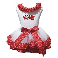 Petitebella Love Zebra Heart White Shirt Red Snowflake Petal Skirt Nb-8y