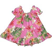 Baby Girl's Plumeria Sunshine Puff Sleeve Hawaiian 2 Piece Dress Set