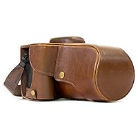 MegaGear MG1185 Canon EOS Rebel T6s, 8000D (18-55mm) Ever Ready Leather Camera Case and Strap - Dark Brown
