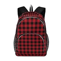 ALAZA Black and Red Lumberjack Plaid Travel Laptop Backpack College School Computer Bag for Boys Girls