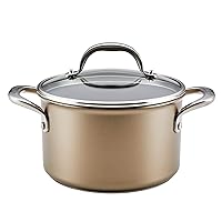 Anolon Ascend Hard Anodized Nonstick Saucepan/Saucepot and Lid - Good for All Stovetops (Gas, Glass Top, Electric & Induction), Dishwasher & Oven Safe with Stainless Steel Handle, 4 Quart - Bronze