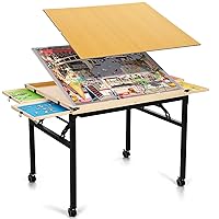 Puzzle Table with Drawers and Folding Metal Legs 1500 Pieces Jigsaw Puzzle Table with Cover 3-Tilting-Angle Portable Wooden Jigsaw Puzzle Board Easy to Move Birthday Gift for mom
