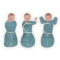SwaddleDesigns 6-Way Omni Swaddle Sack for Newborn with Wrap & Arms Up Sleeves & Mitten Cuffs, Easy Swaddle Transition, Better Sleep for Baby Boys & Girls, Heathered Teal, Small, 0-3 Months