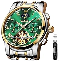OLEVS Men's Automatic Mechanical Skeleton Luxury Stainless Steel Waterproof Luminous Wrist Watch