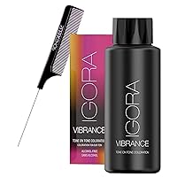 VIBRANCE Schwarzkapf IGORA Vibrance Tone on Tone Coloration Demi-Permanent Hair Color Dye, Liquid Haircolor (w/ SLEEKSHOP Pin Comb) Lasts 25 Shampoo (7-24 Medium Blonde Ash Beige)