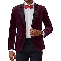 PJ PAUL JONES Men's Blazer Velvet One Button Sports Coat Party Wedding Suit Jacket