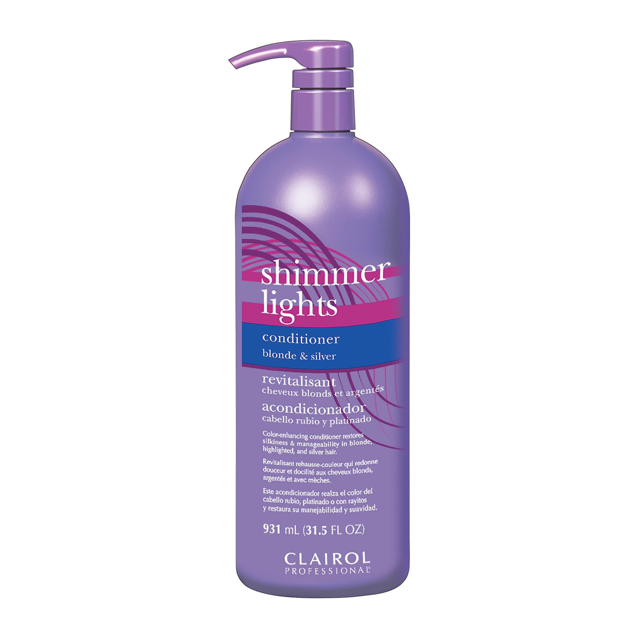 Clairol Professional Shimmer Lights Purple Conditioner, 31.5 fl. Oz | Neutralizes Brass & Yellow Tones | For Blonde, Silver, Gray & Highlighted Hair
