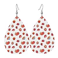 Delicious Strawberry Women'S Leather Earrings Lightweight Drop Shape Girls Fashion Delicious Strawberry Earrings Pendants
