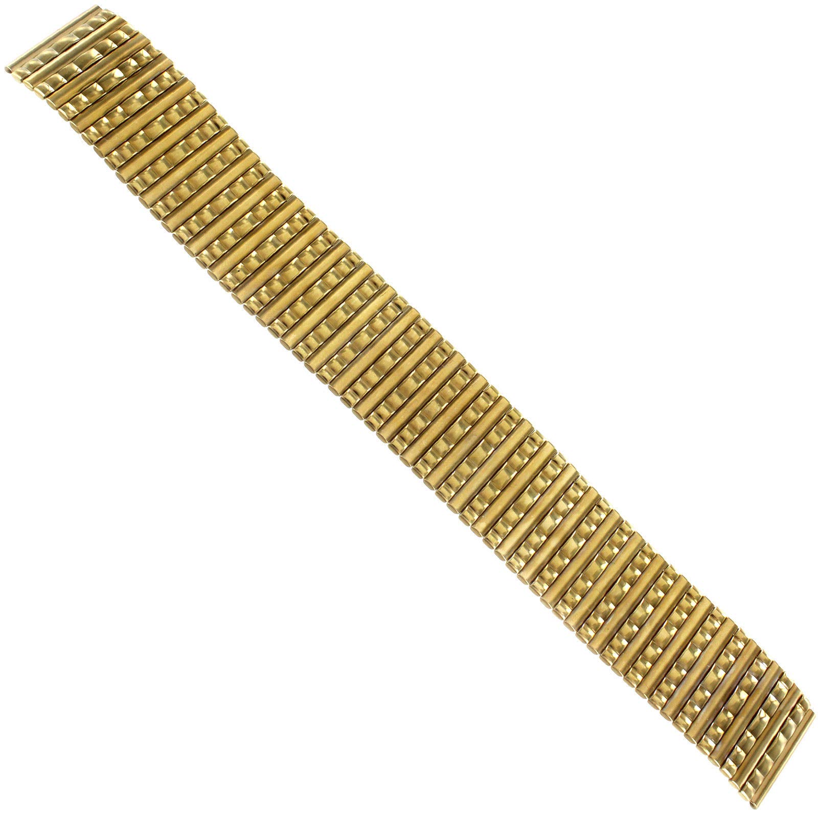 20mm Hirsch Gold Patterned Stainless Steel Mens Expansion Watch Band 513