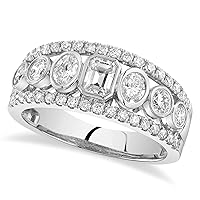 Allurez 14k Gold Diamond Emerald and Round Bezel Setting Wedding Ring (1.25ct)