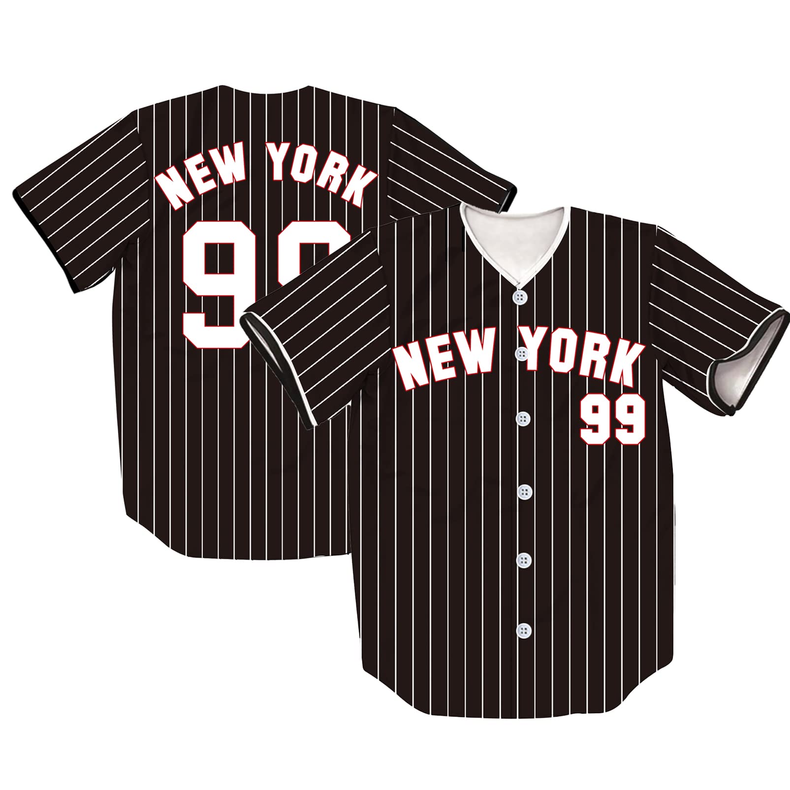 TIFIYA New York 99 Stripes Printed Baseball Jersey NY Baseball Team Shirts for Men/Women/Young