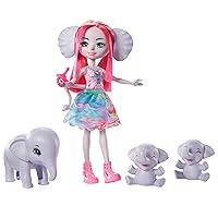 Mattel Enchantimals Family Toy Set, Esmeralda Elephant Doll (6-in) with 3 Elephant Animal Friends and 1 Pacifier Accessory, Sunny Savanna Collection, Great Gift for 3 to 8 Year Old Kids