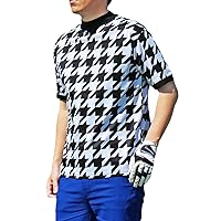 TopIsm Golf Wear, Mock Neck, Men's, Quick Dry Mesh, Short Sleeve, Polo Shirt, Spring/Summer, Camouflage, Allover Pattern, Top, Large Size