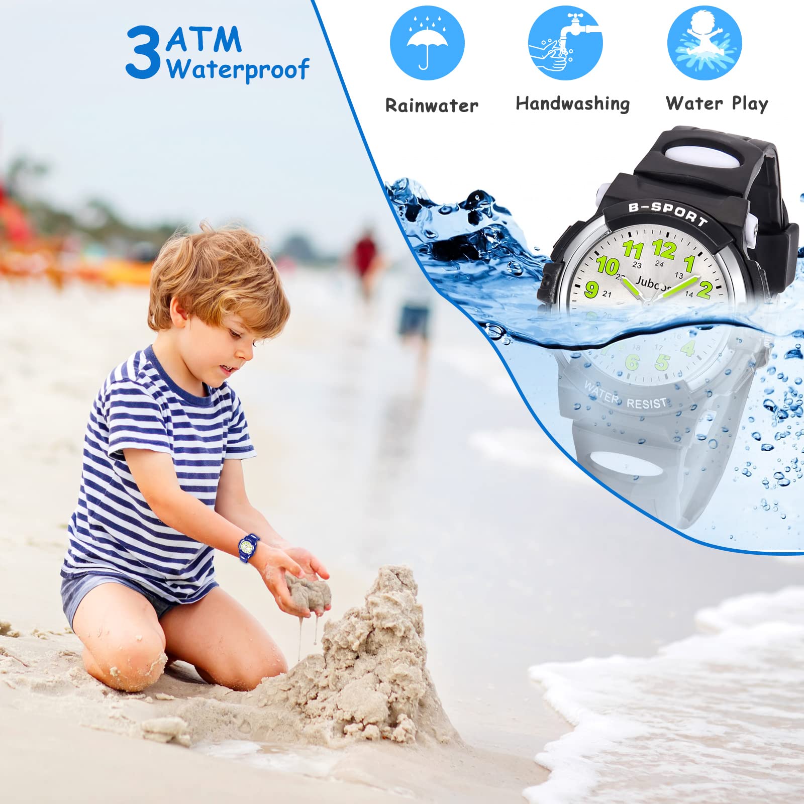 Kids Watch Analog, Child Waterproof Quartz Watch for 5-12 Years Old Boys Girls Time Teaching Sports Outdoor Wrist Watches,Kids Gifts