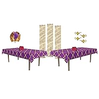 Beistle Arabian Nights Themed Party Decoration Kit - Novelty Sultan Hat, 12 Flet Shriner Fex Hats with Tassels, 2 Moroccan Table Covers, 3 Lattice Panels, 8 Magic Genie Lamp Centerpieces