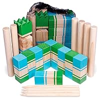 Deluxe Natural Wood Kubb Lawn Game Set - Includes 21 Pieces & Bonus Carrying Bag!