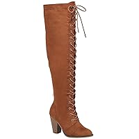 Womens Chunky Heel Over The Knee High Riding Boots Lace Up Corset Thigh High Combat Boots Winter Shoes