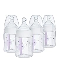 NUK Smooth Flow Pro Anti Colic Baby Bottle - Easy to Assemble and Clean & Reduces Newborn Spit-up & Gas, 5oz, 4-Pack, Girl