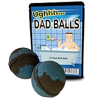 Dad Balls Bath Bombs - Funny Dad in Bath Design - XL Bath Fizzers for Men - Black and Blue Marbled, Handcrafted, 2 pk
