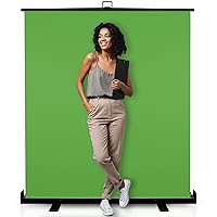 KHOMO GEAR Extra Large 77 x 62 inch Wide Collapsible Chroma Key Panel for Background Removal, Portable Retractable Wrinkle Resistant Chromakey Green Backdrop with Auto-Locking Frame, Aluminum Case