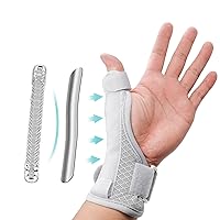 Wrist Support Brace with Thumb Spica Splint, Adjustable Thumb Wrist Stabilizer for Tendonitis, Carpal Tunnel Pain, Arthritis and Sprains - Fits Both Hands (Grey)