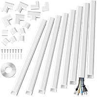 Yecaye 125in Cord Cover, Large Cord Hider on Wall Cable Management, Cable Raceway Kit for Mount TVs, Wire Hider Cable Concealer for Home Office, 8X L15.7in W1.18in H0.6in, CMC02-Large, White