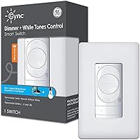 GE CYNC Smart Dimmer Light Switch, White Tones Control, Wire-Free, Battery Light Switch, Bluetooth Switch, White (1 Pack)