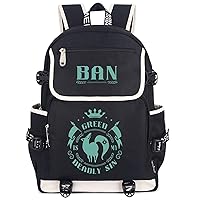Anime The Seven Deadly Sins Laptop Backpack with USB Charging Port Greed Rucksack with Printed Backpack for Men Women Twilight Graphic Travel Yor Backpack