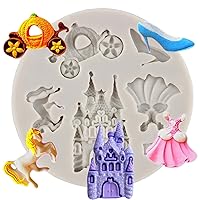 Cinderella Fondant Mold Castle Princess Dress Crystal Shoes Molds For Cake Decorating Cupcake Topper Candy Chocolate Gum Paste Polymer Clay Set Of 1