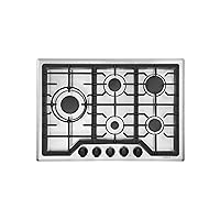 30” 5-Burner Gas Cooktop with Power Burner in Full Brass (Non-Warping), Total Output at 50,000 BTU and Protected with Gas Leak Technology, Compatible with Natural Gas or Liquid Propane