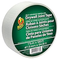 Duck Brand 1.88-Inch by 180 Feet Single Roll Self-Adhesive Fiberglass Drywall Joint Tape, White (282083)