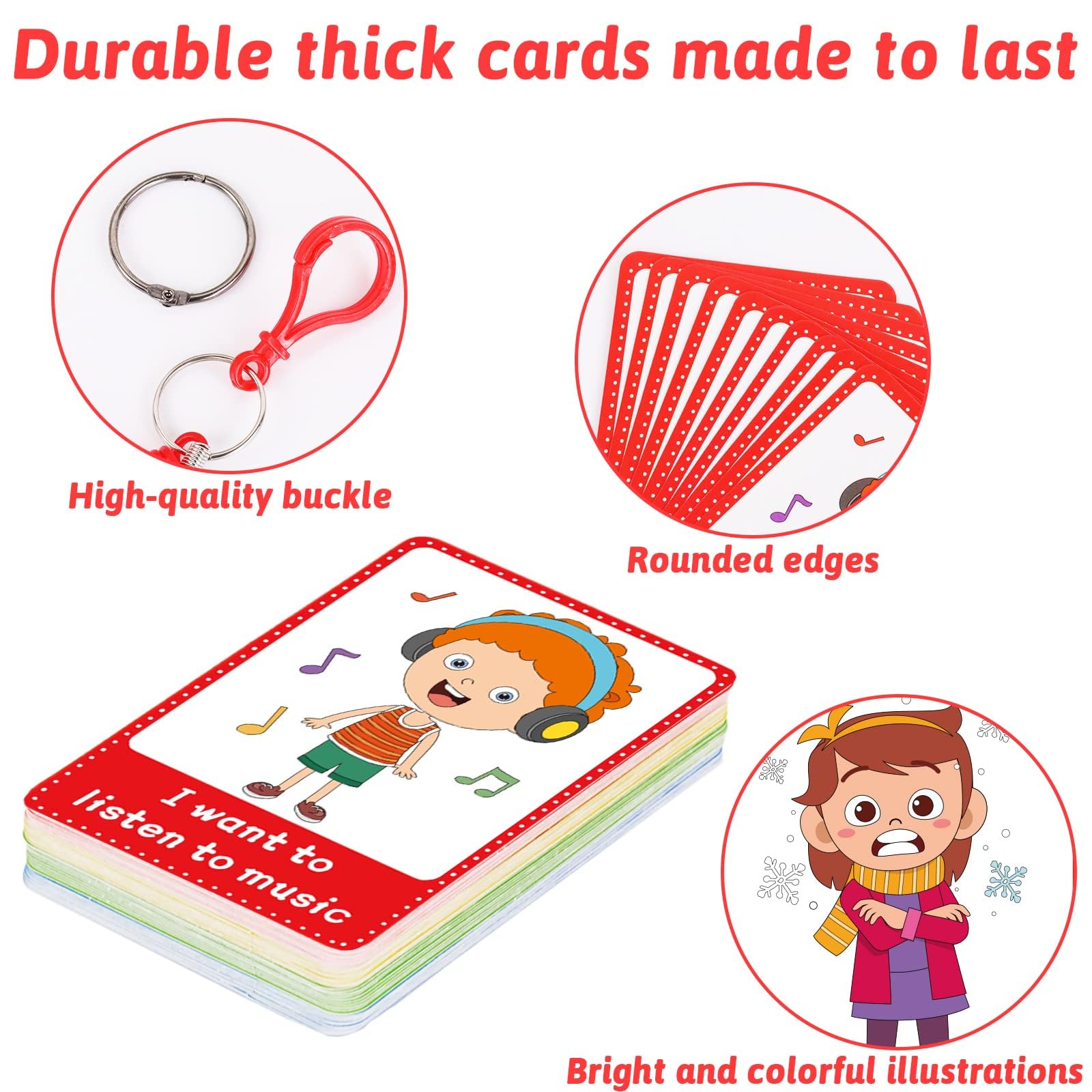 40PCS Autism Communication Cards for Speech Delay Children and Adults Special Needs Visual Aid Language Learning Cue Cards Special Ed Feelings Emotions Flash Cards for Autism Communication