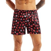 Men's Pajama Shorts Separate Bottoms Comfy Loungewear Silky Satin Sleepwear Boxers Trunks