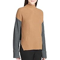 Calvin Klein Womens Colorblocked Knit Sweater, Brown, X-Large