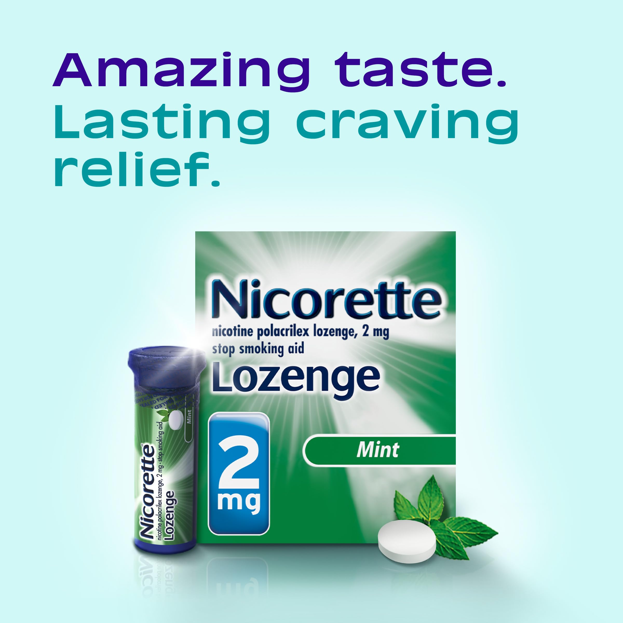 Nicorette Nicotine Lozenges to Stop Smoking, 2 mg, Mint Flavor - 144 Count