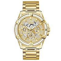 GUESS Men's 48mm Watch - Gold Tone Bracelet Gold Tone Case Champagne Dial