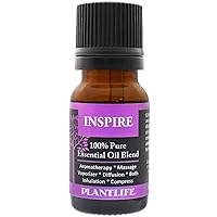 Plantlife Inspire Aromatherapy Essential Oil Blend - Straight from The Plant 100% Pure Therapeutic Grade - No Additives or Fillers - Made in California 10 ml