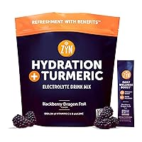ZYN Turmeric Powder, Electrolyte Drink Mix Hydration Packets 32 Servings | BlackBerry Dragonfruit | Healthy Electrolytes Powder with Turmeric Powder, Vitamin C, Zinc & Curcumin
