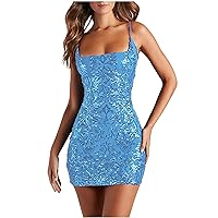 Cocktail Dresses for Women Spaghetti Straps Sequins Bodycon Club Dresses Sexy Sparkly Party Evening Prom Dress