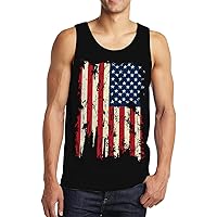 Idgreatim Men's Casual Tank Tops American Flag Print Sleeveless Muscle Patriotic Tees