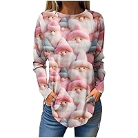 Womens Christmas Cute Tunic Tops with Leggings 3D Look Santa Claus Graphic Flowy Shirts Casual Loose Tunics T-Shirts