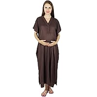 Bimba Maternity Kaftan Belt Nursing Night Gown, Front Buttons