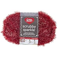 RED HEART Scrubby Sparkle E851.8929 Yarn, Strawberry