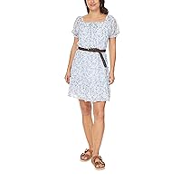 WallFlower Women's Lottie Chiffon Puff Sleve Mini Belted Dress