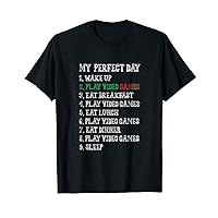 My Perfect Day Video Games Funny Gamer Boys Christmas T-Shirt