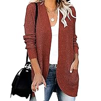 Women Casual Knitted Sweater Open Front Cardigan Sweaters Long Sleeve Chunky Knit Outwear Coats