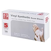 Disposable Medical Clear Vinyl Exam Gloves Industrial Gloves - Latex-Free & Powder-Free 100PCS (Small)
