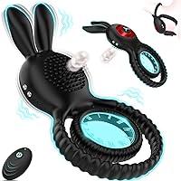 Sex Toys for Mens Vibrator - 4IN1 Male Vibrator Penis Ring Vibrating Cock Ring, 10 Vibration Male Sex Toy Penis Vibrator, Bunny Ear Clit & G Spot Vibrators Couples Sex Toys, Men Adult Sex Toys & Games